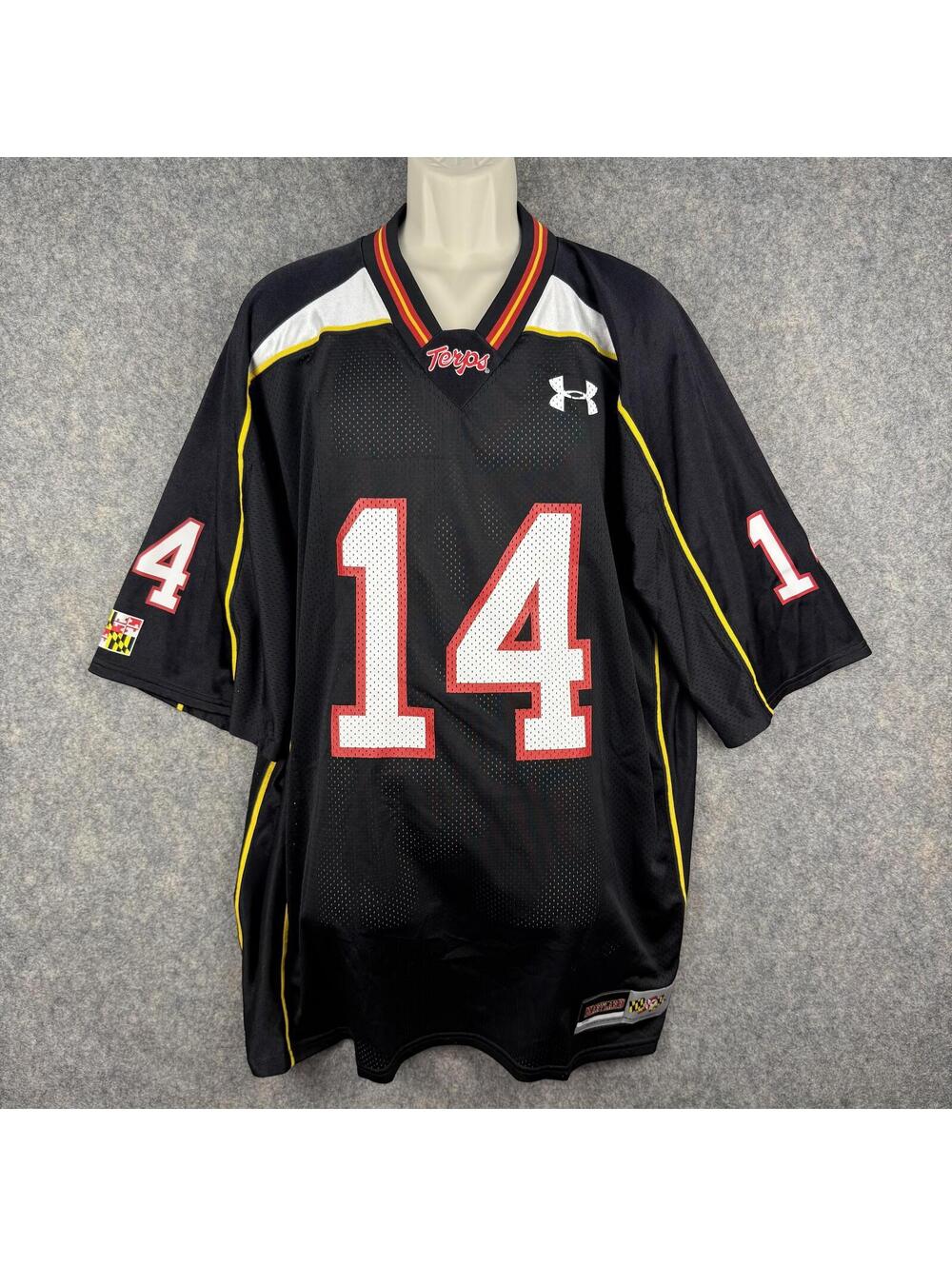 Under Armour Maryland Terrapins Football Jersey Black Gold Red Men Size XL 523